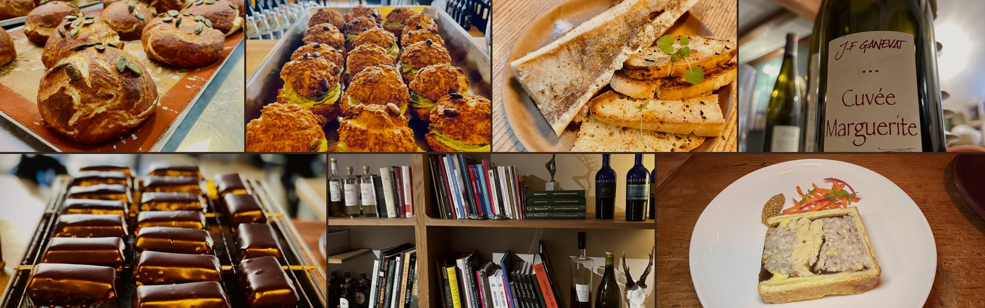 Ambiance : pain maison, pâtisseries, cave à vins — photo de mise en ambiance, en attendant les photos du lieu
